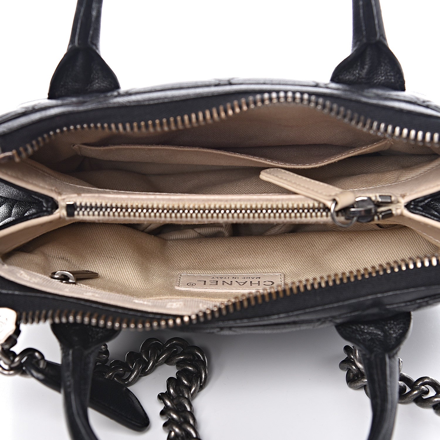 Chanel Shiny Sheepskin Quilted Small Shopping Tote Black 5 of 16