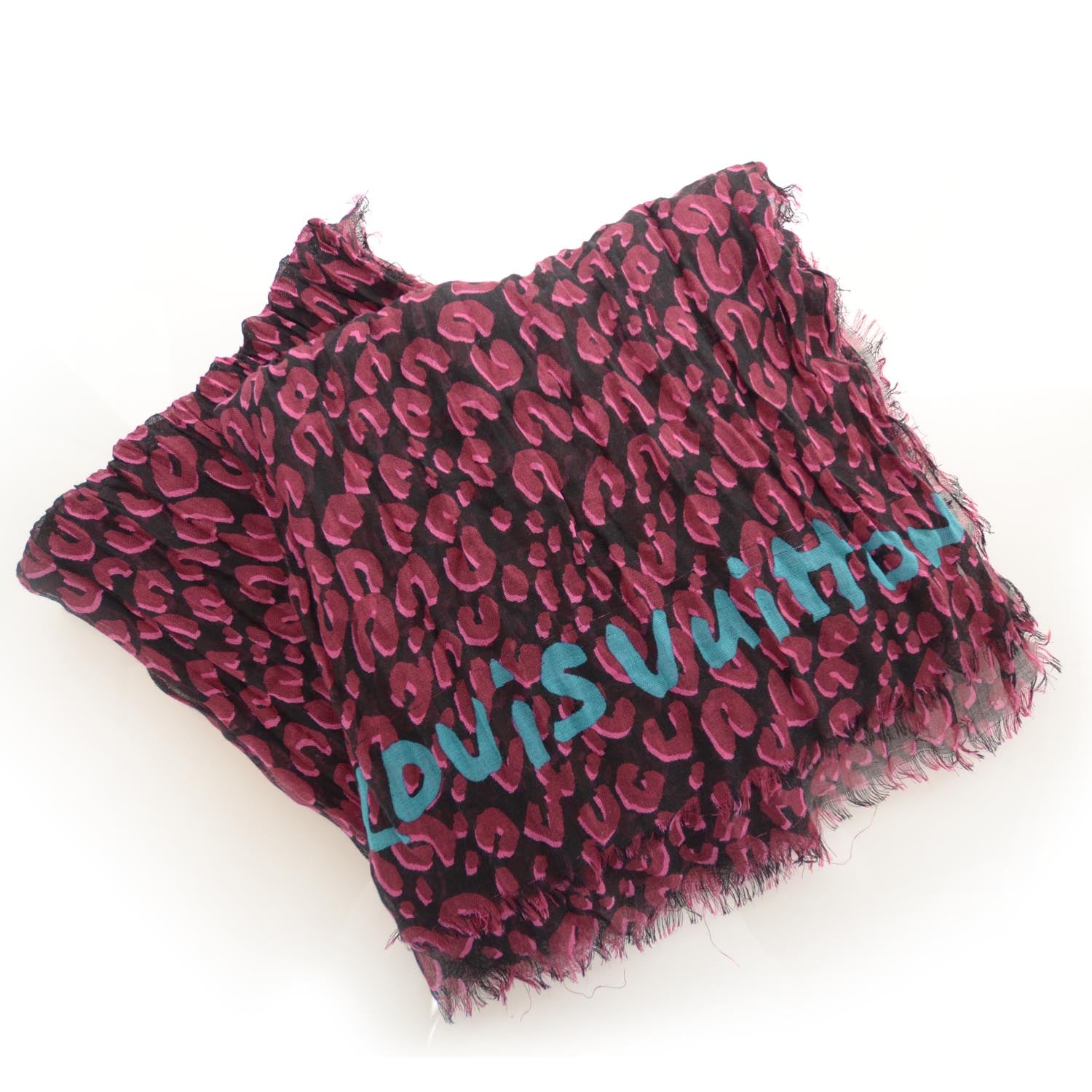 Louis Vuitton Cashmere Silk Leopard Stole Rose Pop 1 of 4