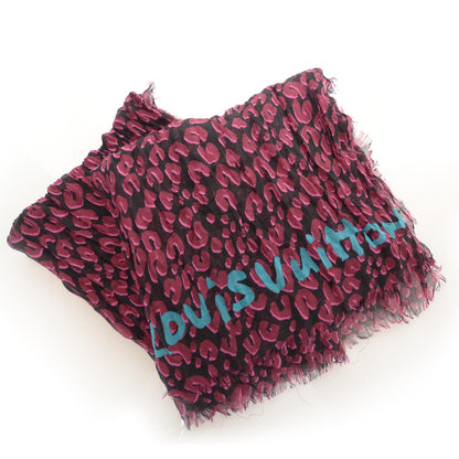 Louis Vuitton Cashmere Silk Leopard Stole Rose Pop 1 of 4
