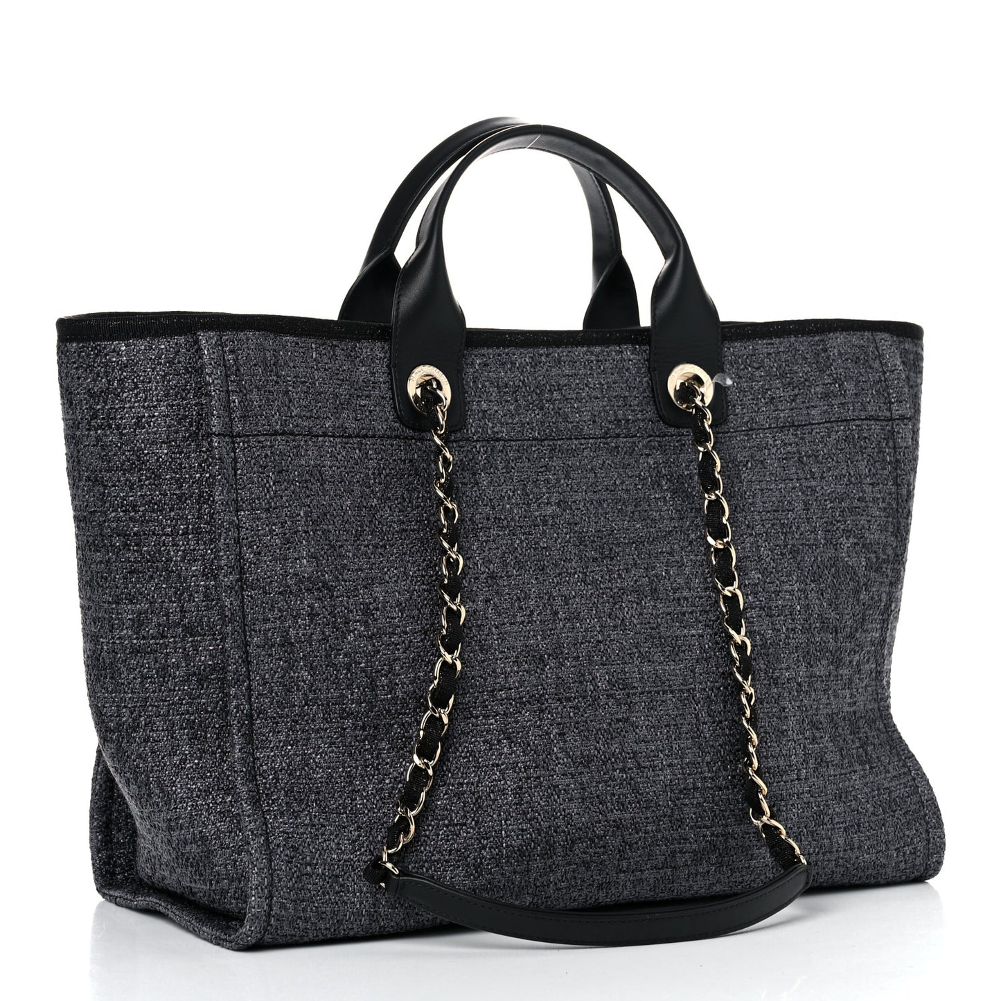 Lurex Boucle Medium Deauville Tote Black