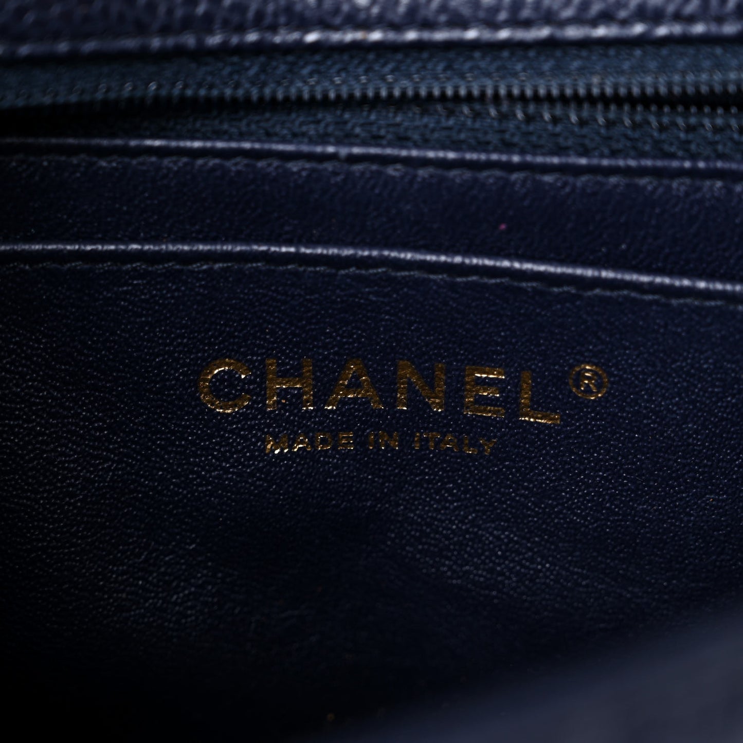 Caviar Quilted Mini Rectangular Flap Navy