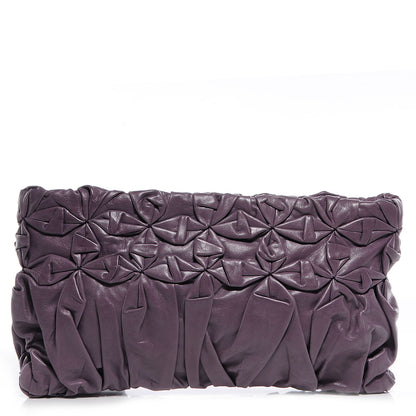 Prada Royal Calf Origami Pleated Clutch Mirtillo 1 of 8