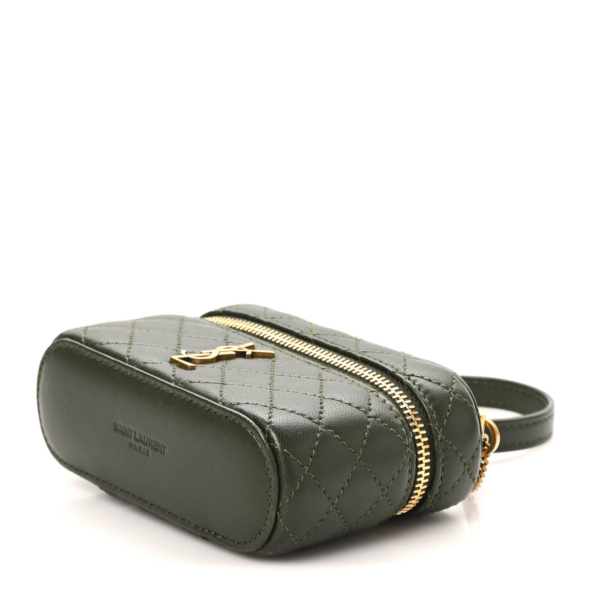 Saint Laurent Lambskin Quilted Mini Gaby Vanity Case Olive Wood 10 of 10