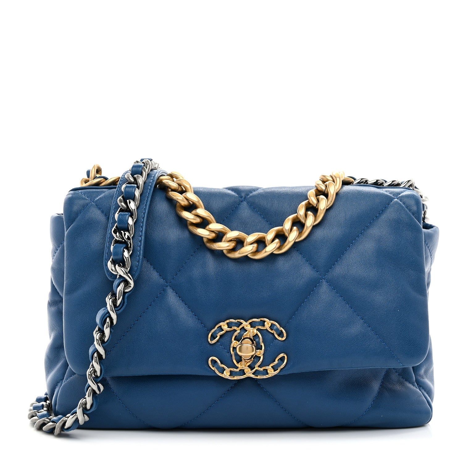 Chanel Lambskin Quilted Medium Chanel 19 Flap Blue 1 of 11