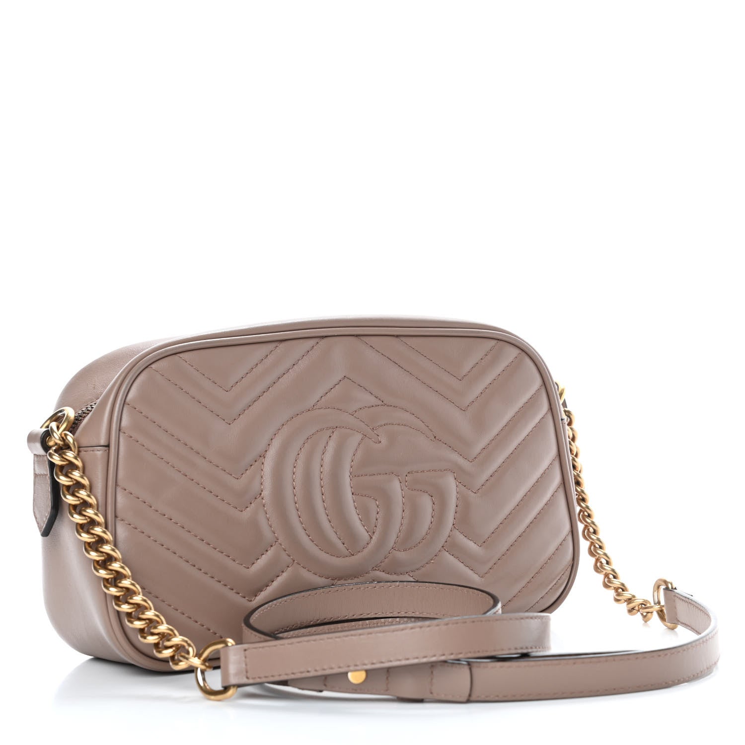 Gucci Calfskin Matelasse Small GG Marmont Chain Shoulder Bag Porcelain Rose 2 of 9