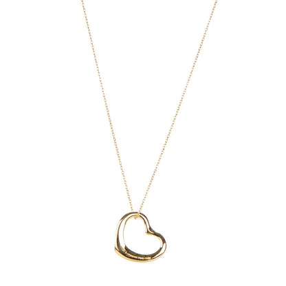 Tiffany 18K Yellow Gold Elsa Peretti Small Open Heart Pendant Necklace 1 of 6