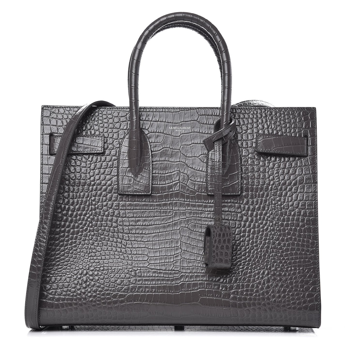 Calfskin Crocodile Embossed Small Sac De Jour Fog