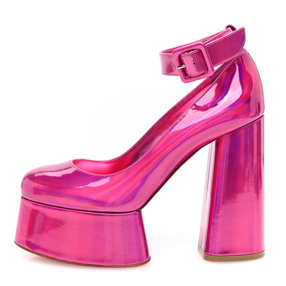 Christian Louboutin Metallic Patent Yazefir 130 Platform Sandals 36 Pink 1 of 7
