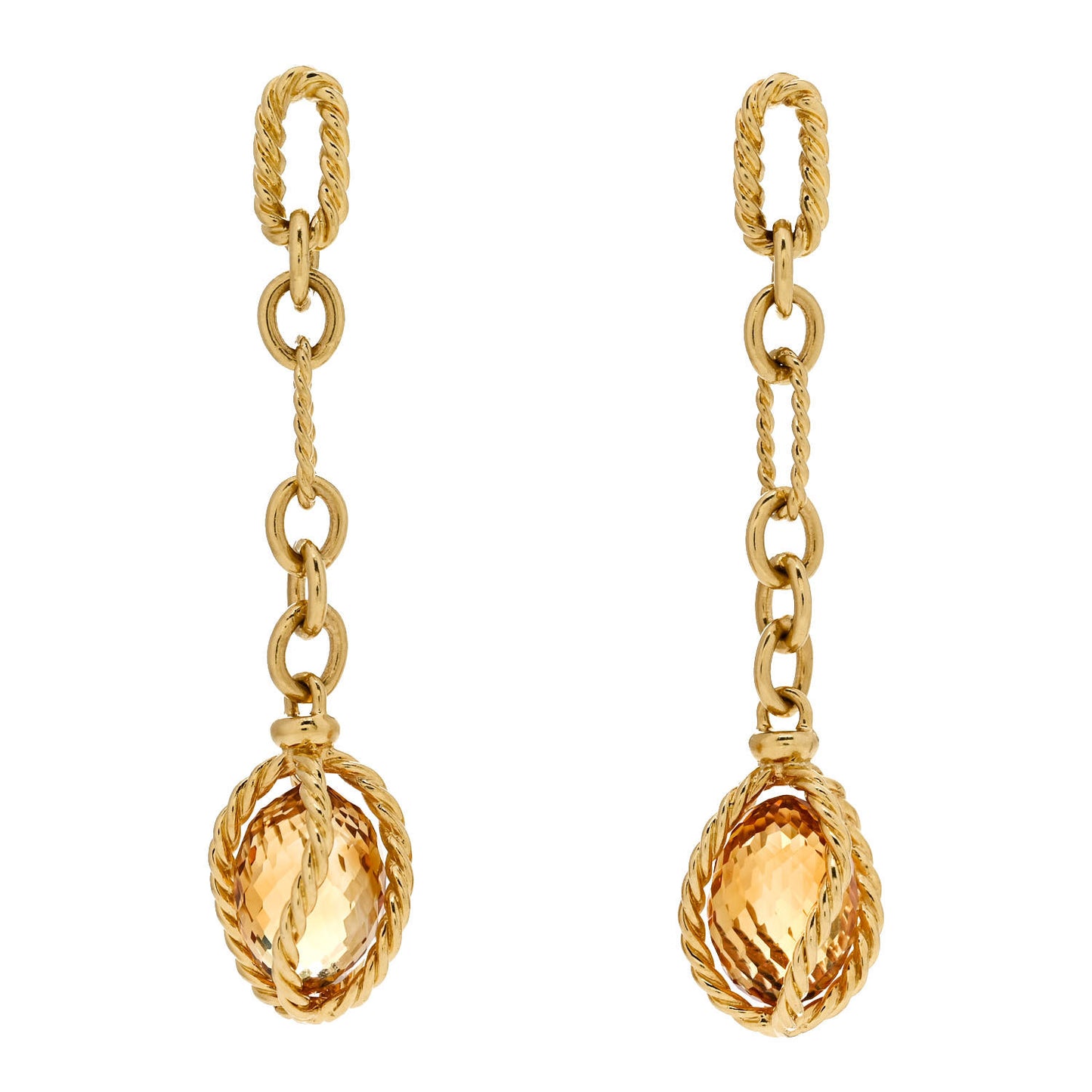 18K Yellow Gold Citrine Lantana Drop Earrings