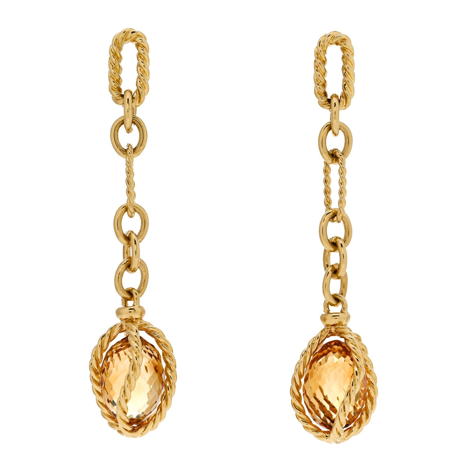 David Yurman 18K Yellow Gold Citrine Lantana Drop Earrings 1 of 4