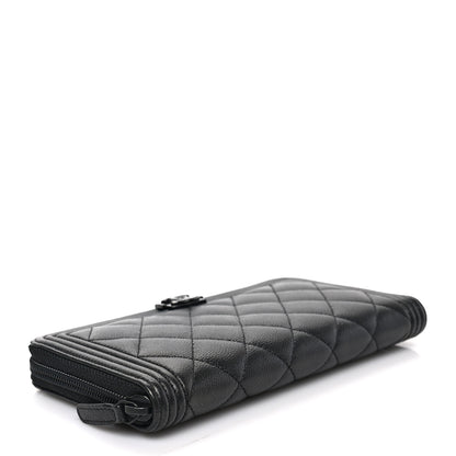 Chanel Caviar Quilted Boy Zip Around Organizer Wallet So Black 4 of 7