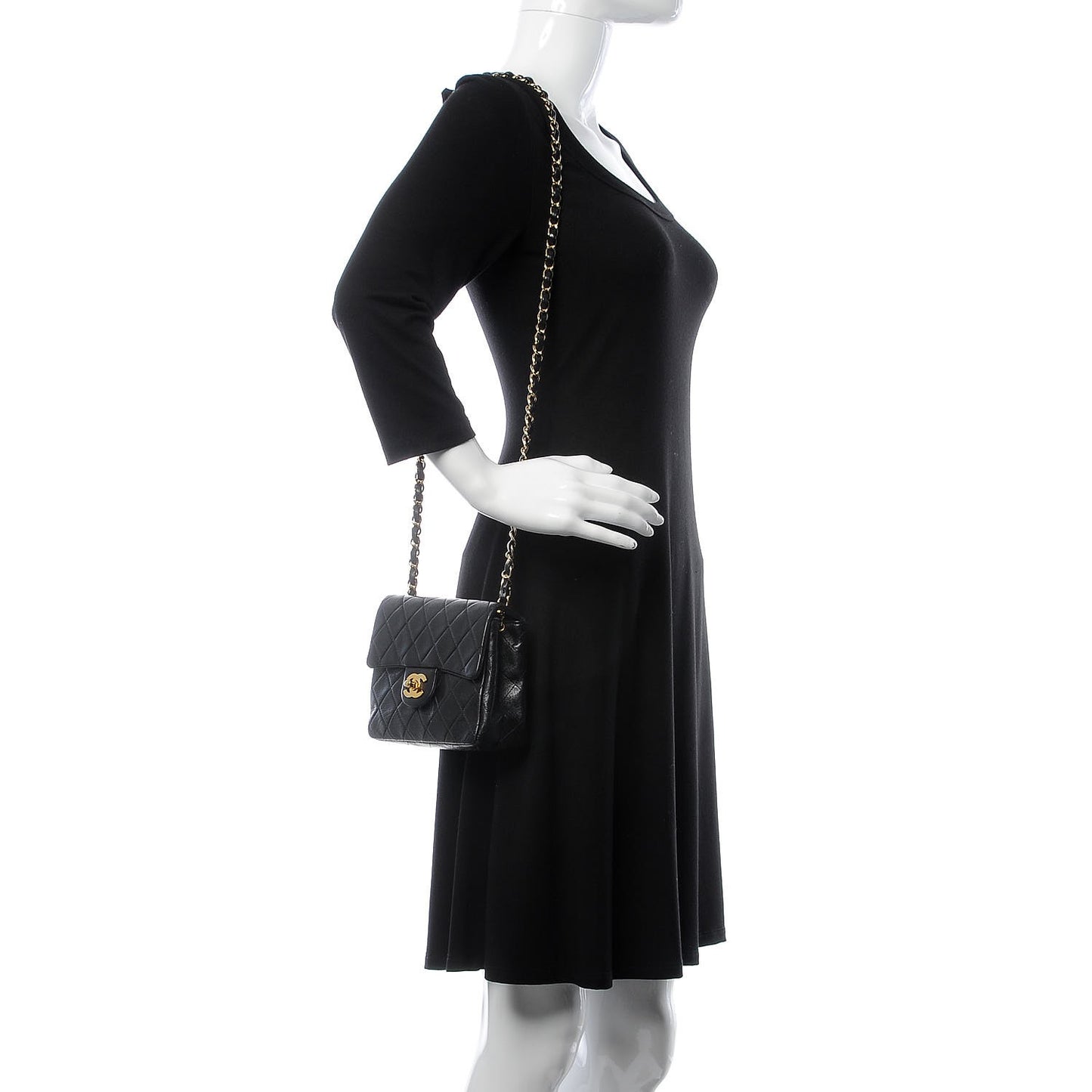 Lambskin Quilted Mini Square Flap Bag Navy