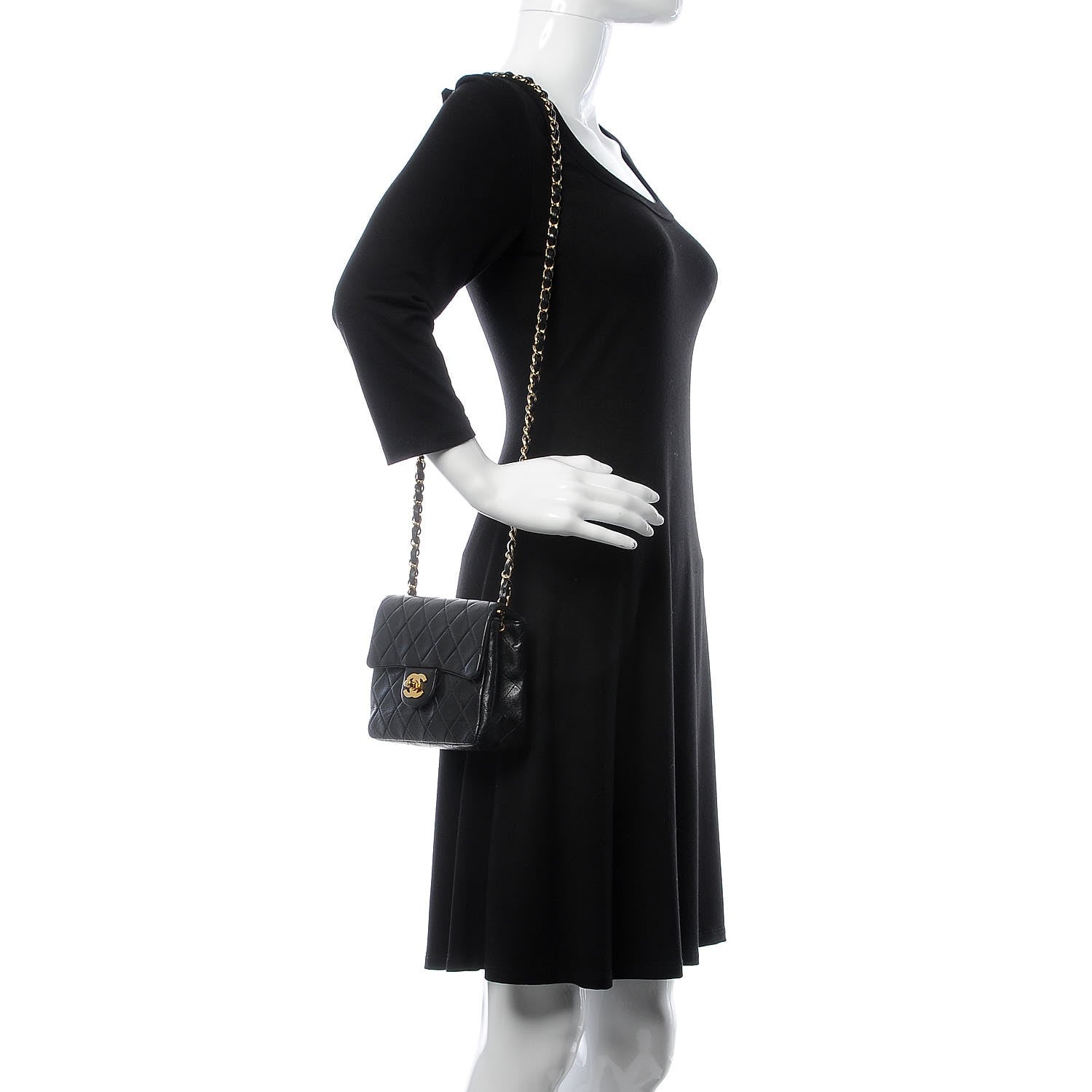 Chanel Lambskin Quilted Mini Square Flap Bag Navy 2 of 9