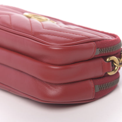 Gucci Calfskin Matelasse Mini GG Marmont Chain Crossbody Bag Hibiscus Red 11 of 12