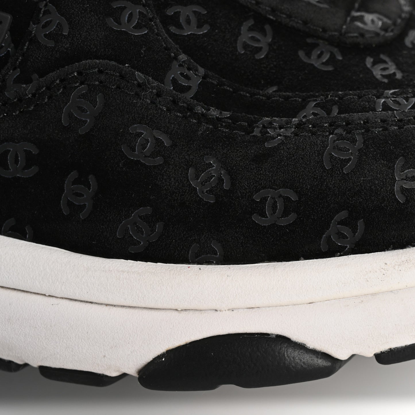 Suede Calfskin Printed CC Sneakers 38.5 Black
