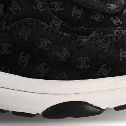 Chanel Suede Calfskin Printed CC Sneakers 38.5 Black 9 of 12