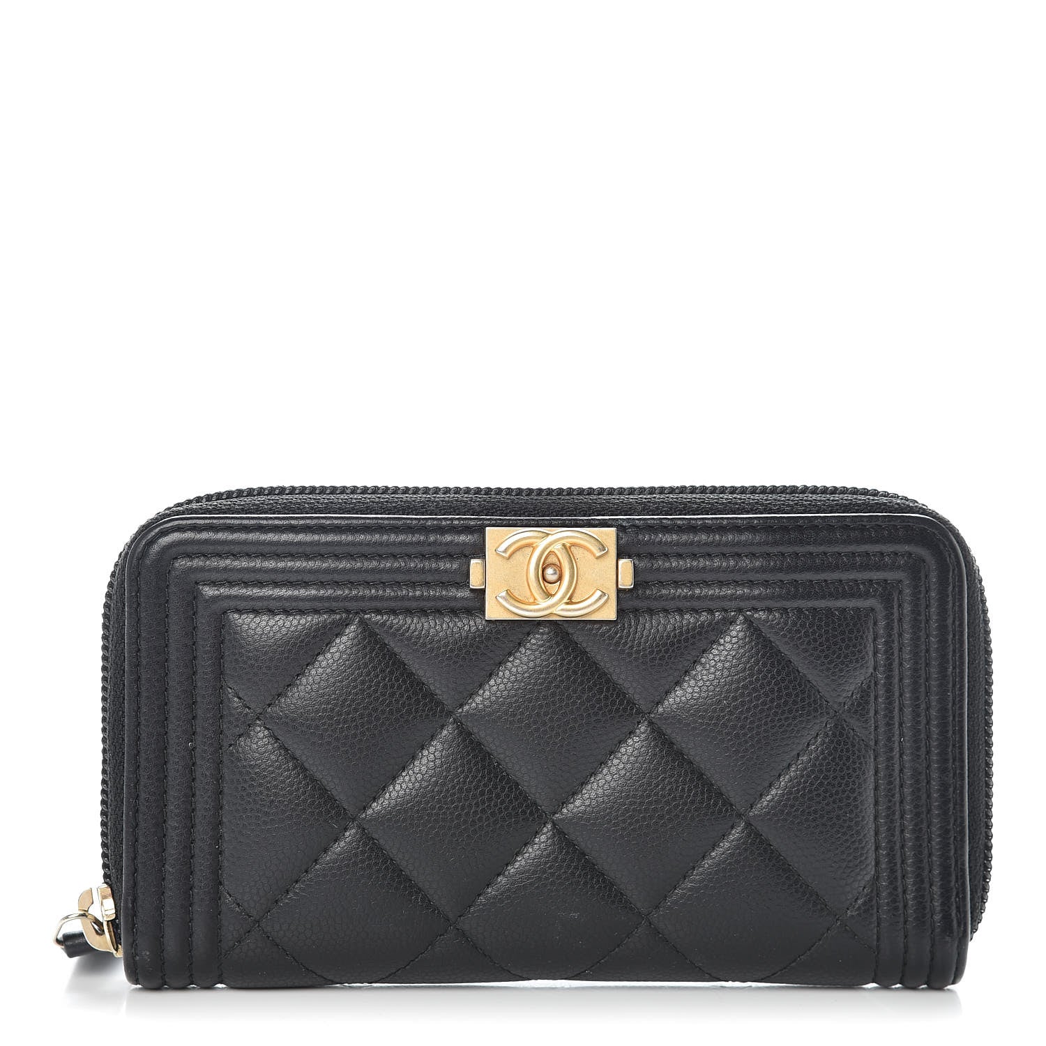 Chanel Caviar Quilted Small Boy Zip Around Wallet Black 1 of 11