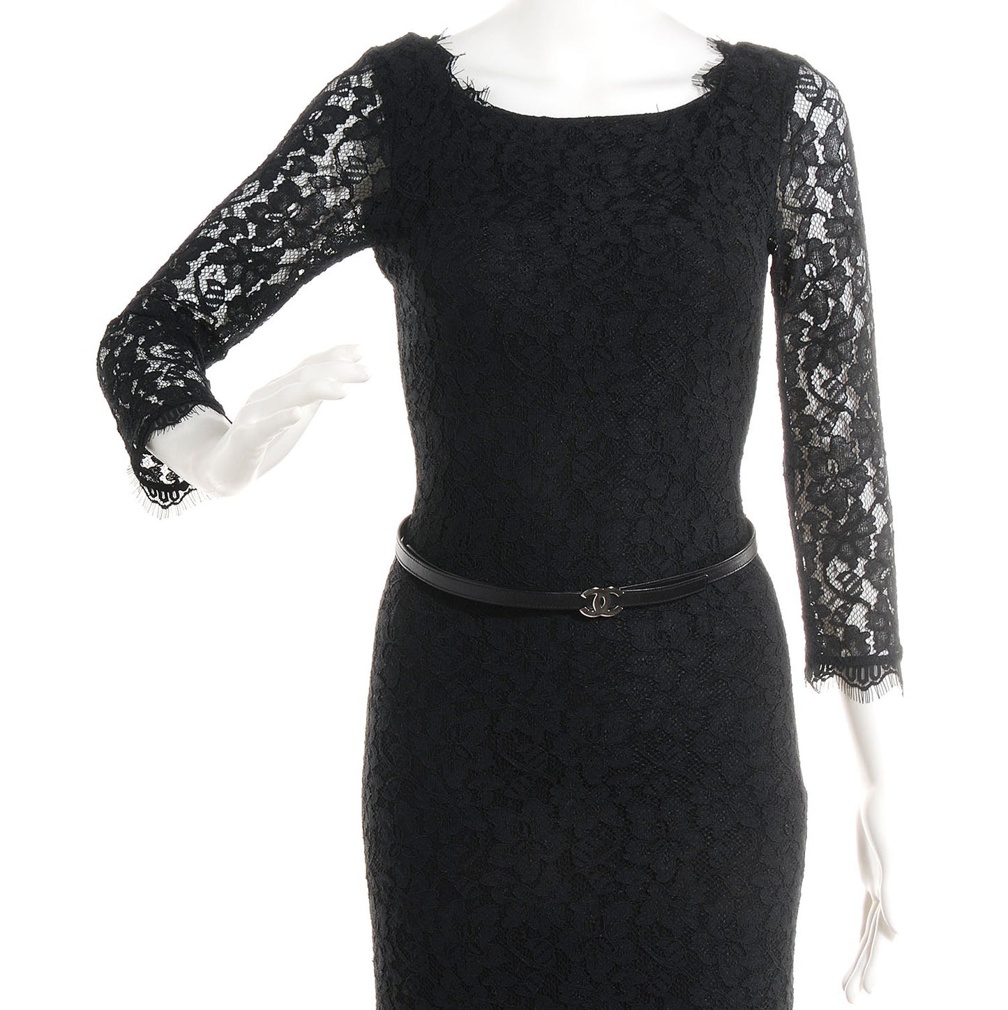 Lambskin CC Logo Skinny Belt 85 34 Black