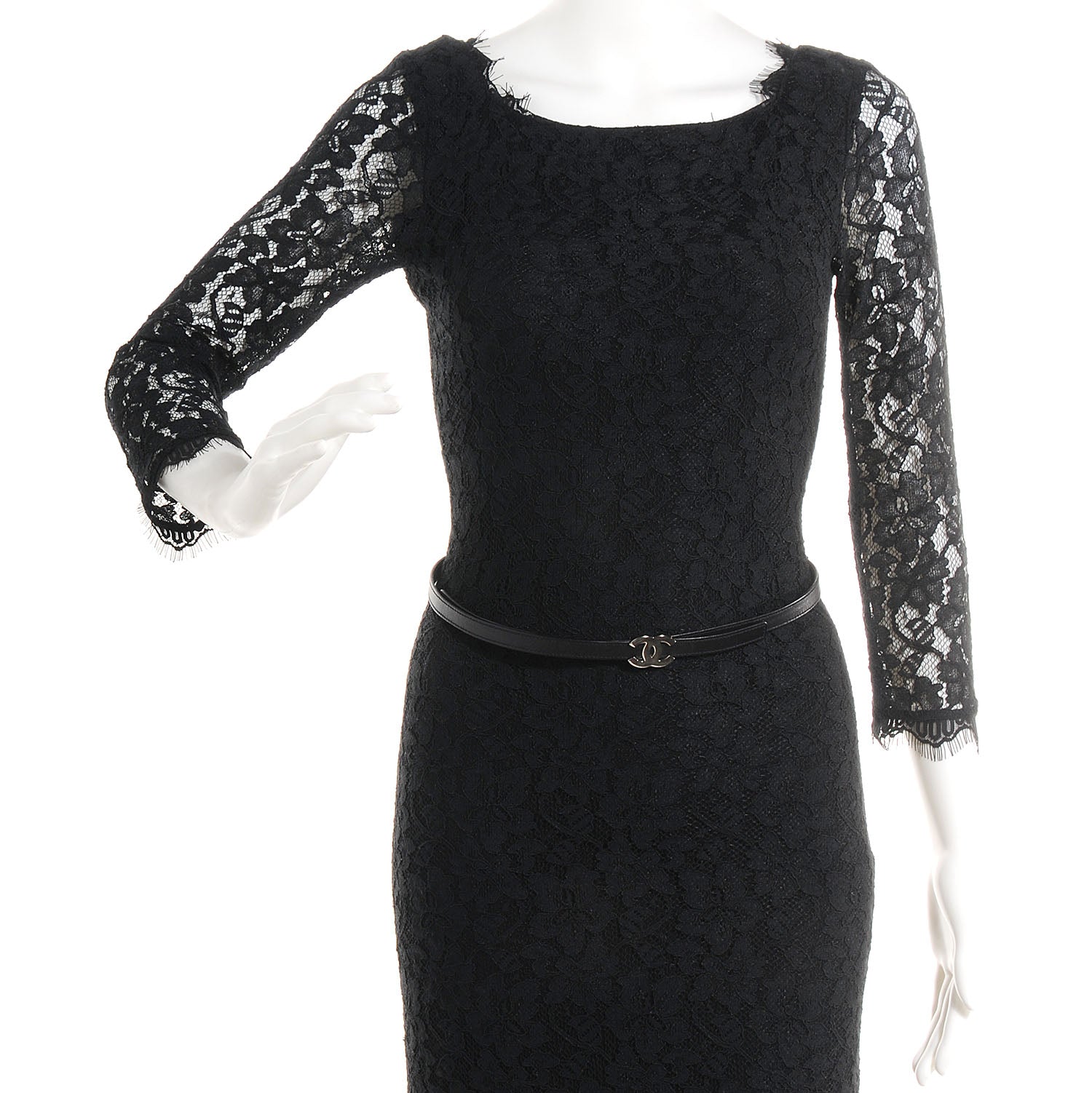 Chanel Lambskin CC Logo Skinny Belt 85 34 Black 2 of 4