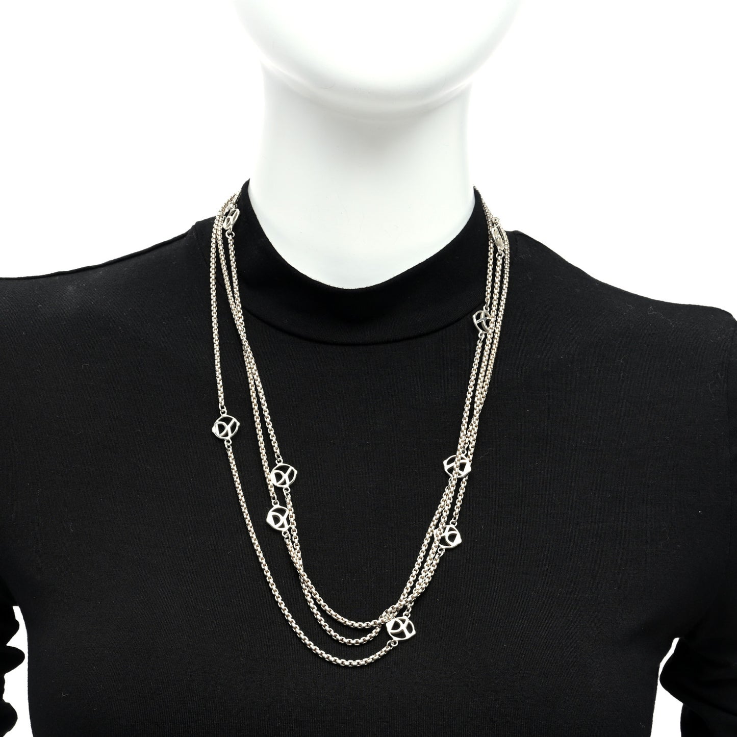 Sterling Silver Logo Station Necklace 74"