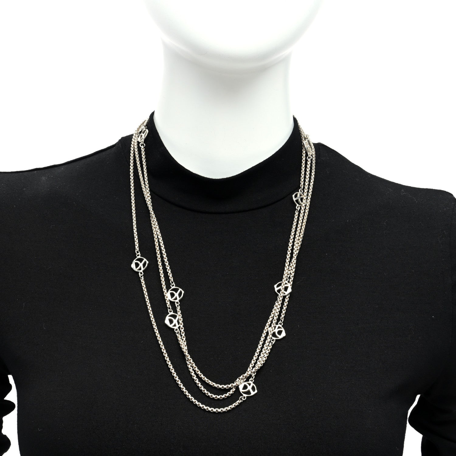David Yurman Sterling Silver Logo Station Necklace 74" 2 of 4