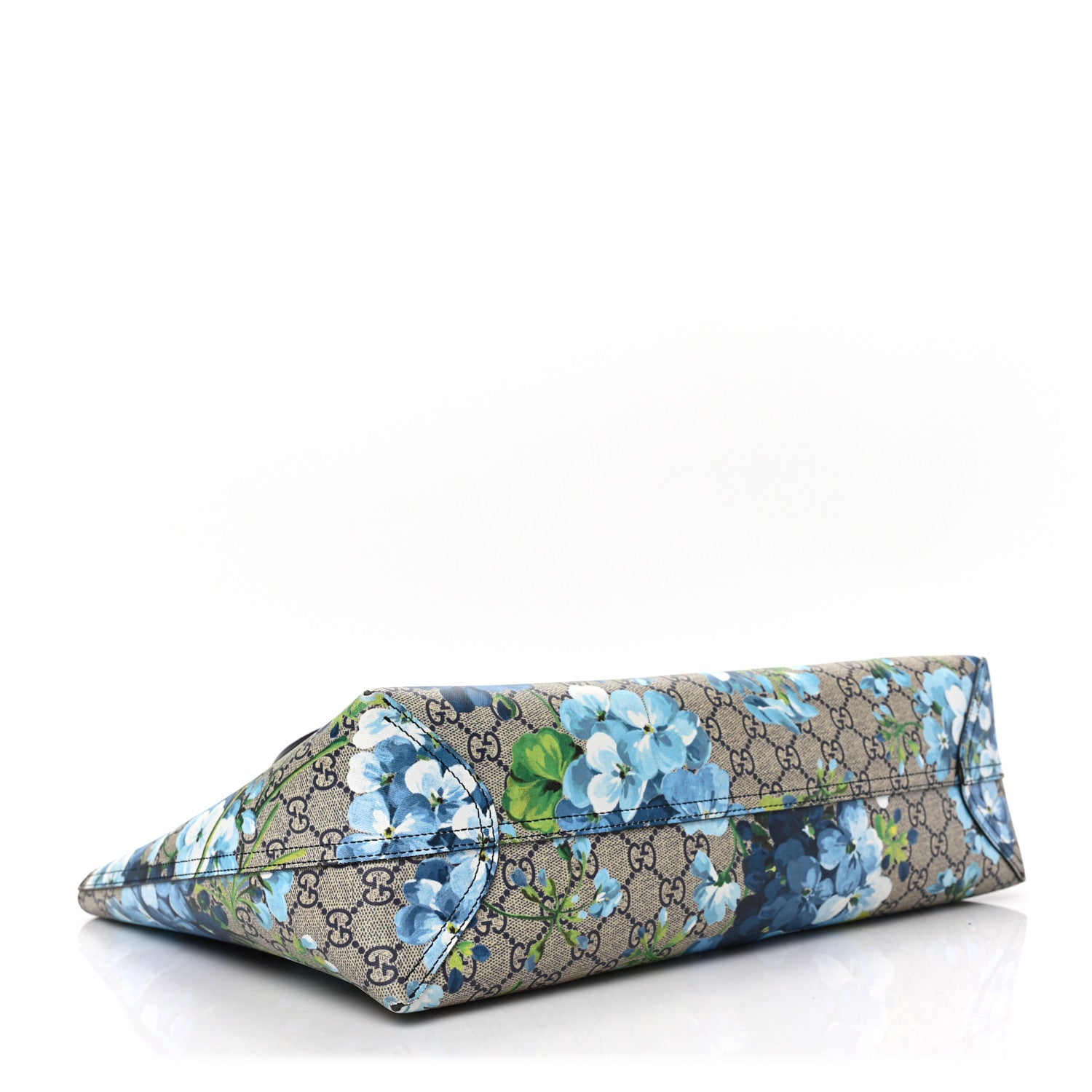 Gucci GG Supreme Monogram Blooms Medium Reversible Tote Beige Blue Navy 4 of 10