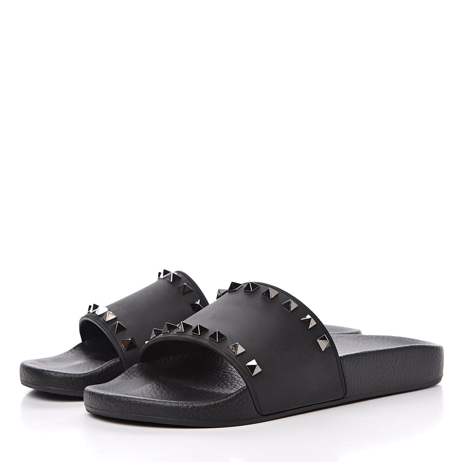 Valentino Garavani Rubber Rockstud Slide Sandals 39 Black 3 of 8
