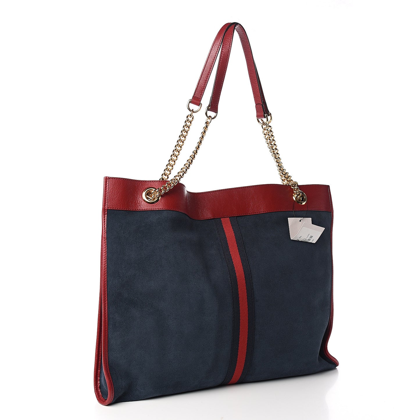 Suede Calfskin Large Rajah Chain Tote New Blue Romantic Cherry