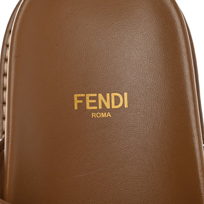 Fendi Fabric Jacquard Nappa FF Womens Fendi Feel Buckled Slide Sandals 37 Tobacco Black Miele Scuro 10 of 14