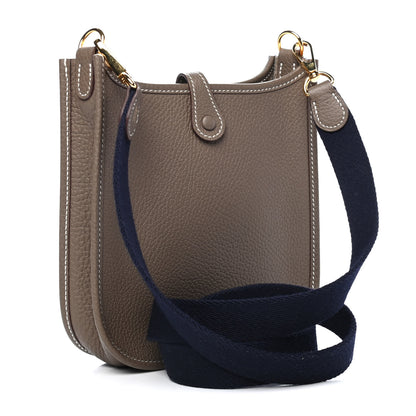 Hermes Taurillon Clemence Amazone Evelyne TPM Etoupe Bleu Indigo 2 of 4