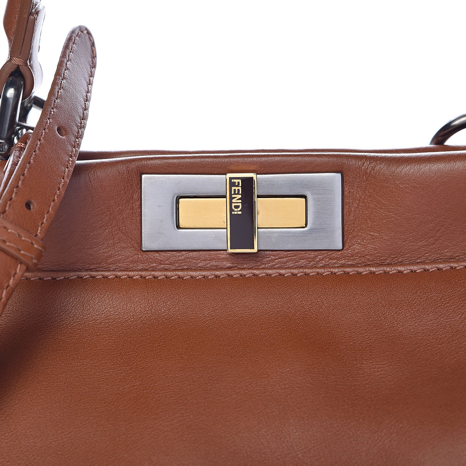 Fendi Vitello Suede Medium Peekaboo Iconic Satchel Cuoio Rame Moro 10 of 10