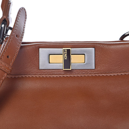 Fendi Vitello Suede Medium Peekaboo Iconic Satchel Cuoio Rame Moro 10 of 10
