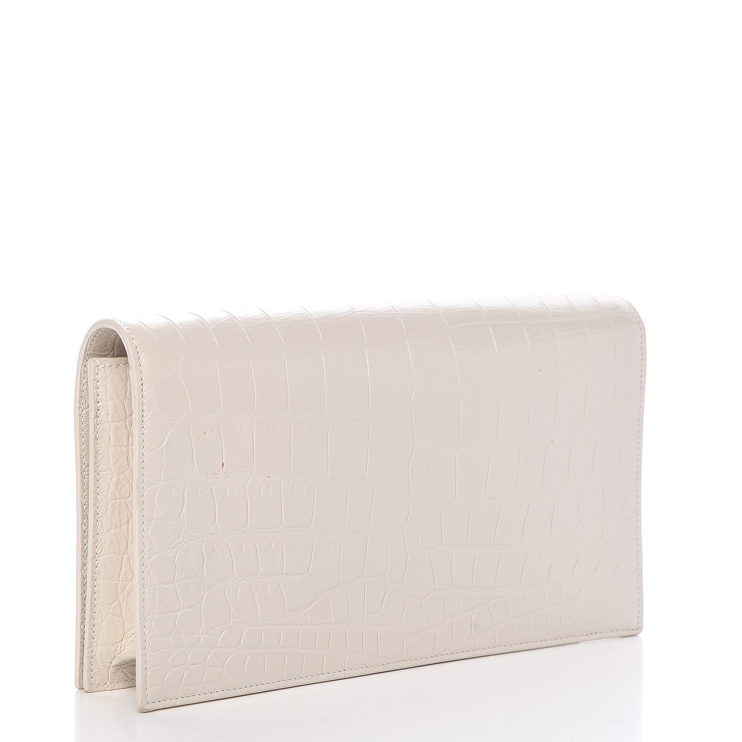 Calfskin Crocodile Embossed Classic Kate Monogram Clutch Porcellana