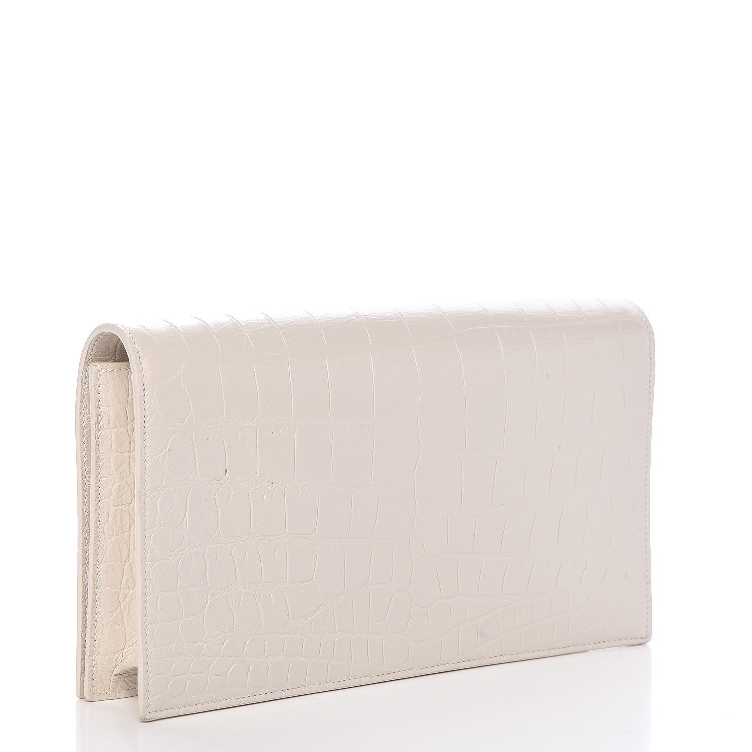 Saint Laurent Calfskin Crocodile Embossed Classic Kate Monogram Clutch Porcellana 3 of 12