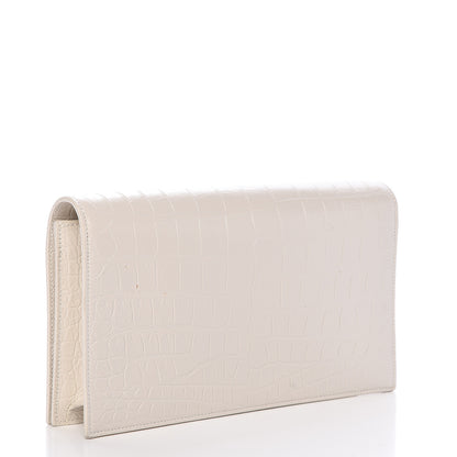 Saint Laurent Calfskin Crocodile Embossed Classic Kate Monogram Clutch Porcellana 3 of 12