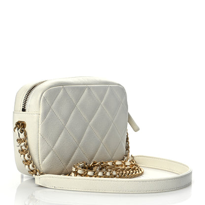 Chanel Shiny Caviar Quilted Chain Melody Camera Bag White 3 of 12