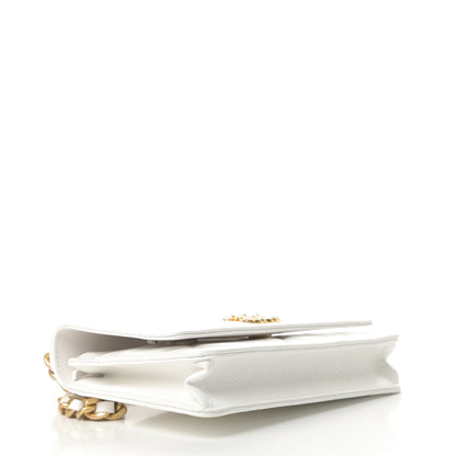 Chanel Shiny Crumpled Calfskin Quilted Chanel 19 Wallet On Chain WOC White 4 of 13