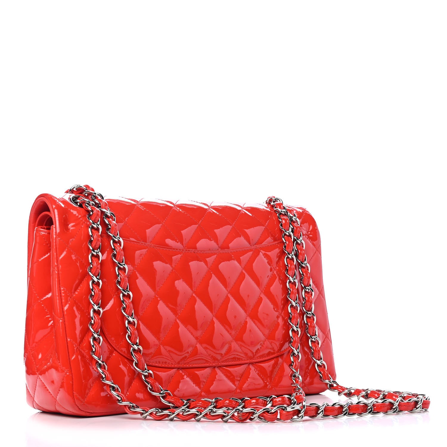 Chanel Patent Quilted Jumbo Double Flap Red 2 of 5