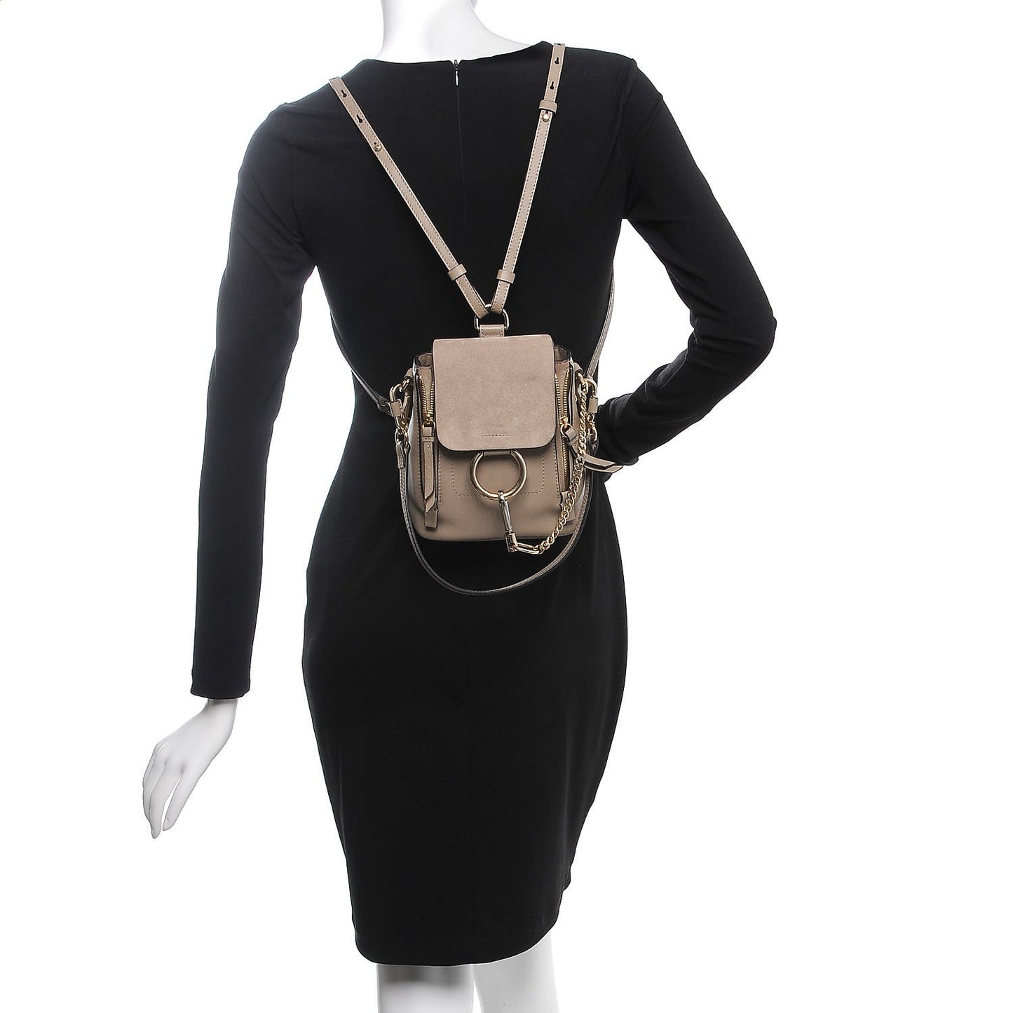 Suede Calfskin Mini Faye Backpack Motty Grey