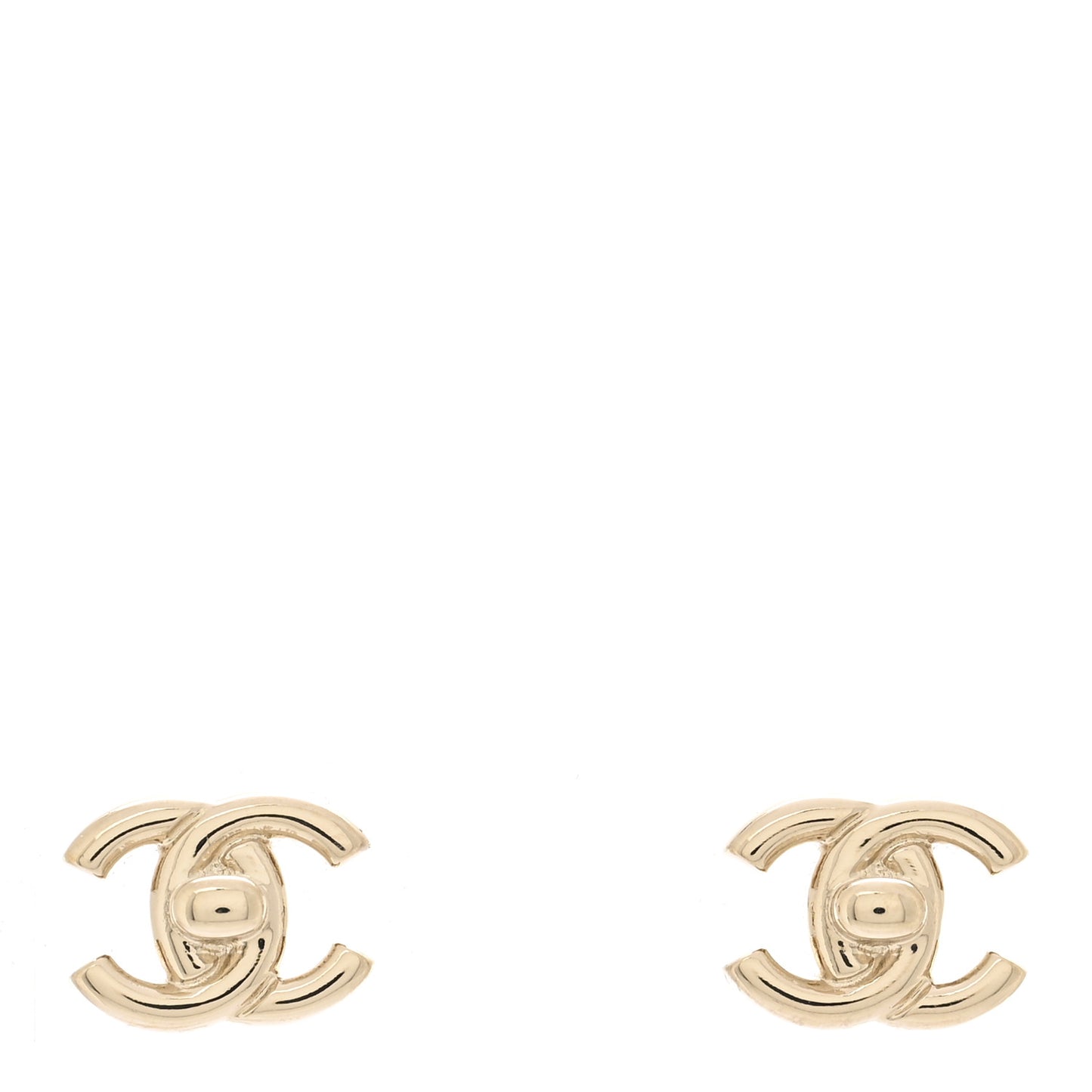 Metal CC Turnlock Earrings Gold
