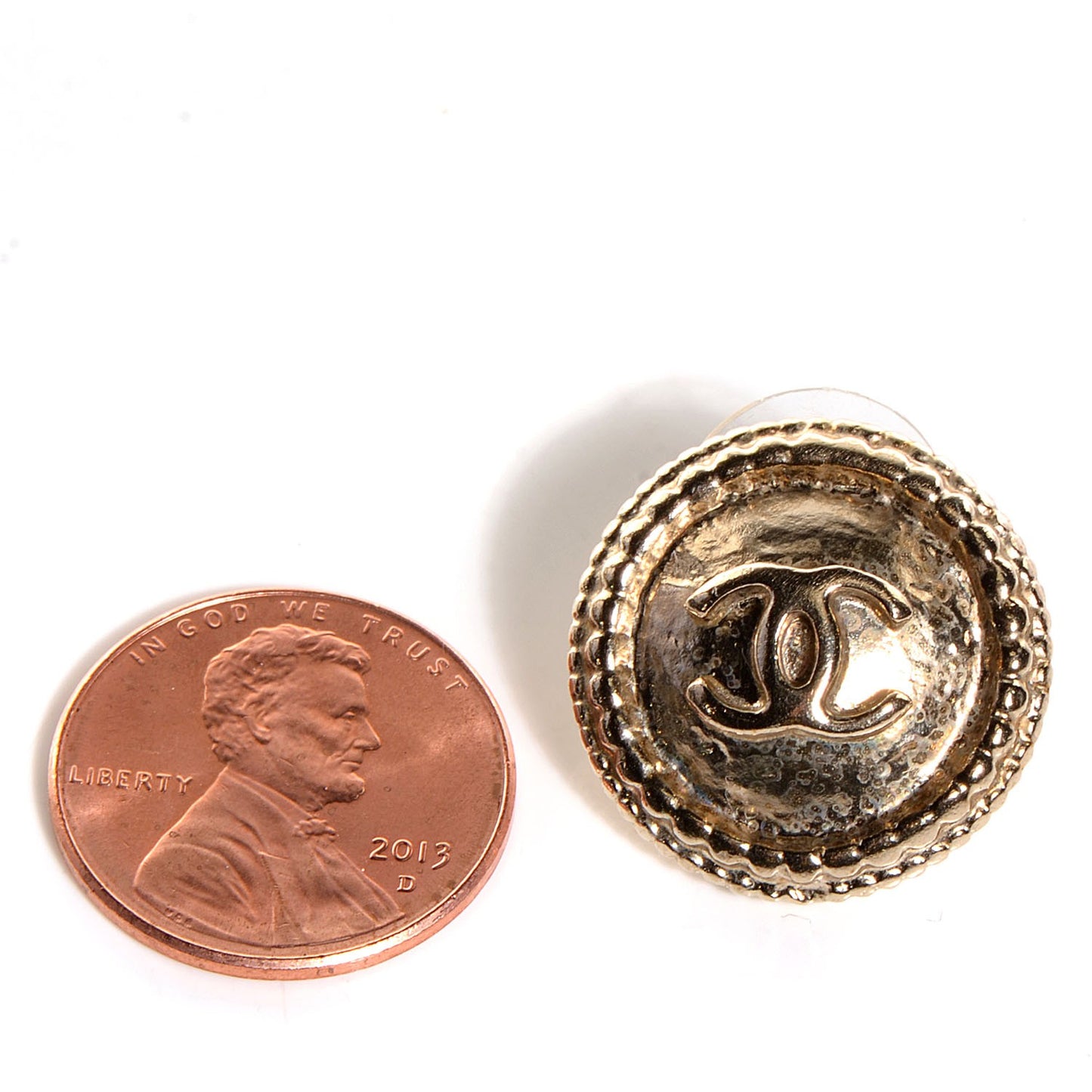 CC Button Earrings Gold