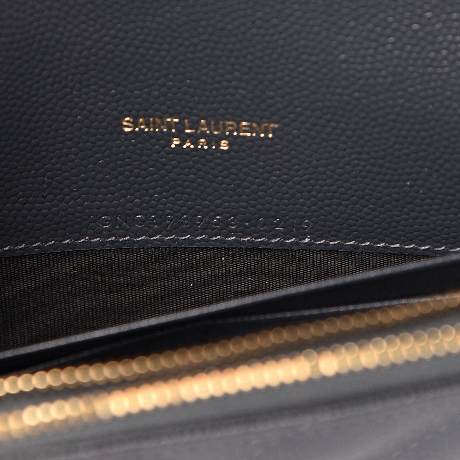 Saint Laurent Grain De Poudre Matelasse Chevron Monogram Envelope Chain Wallet Smog 6 of 10