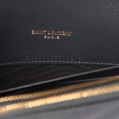 Saint Laurent Grain De Poudre Matelasse Chevron Monogram Envelope Chain Wallet Smog 6 of 10