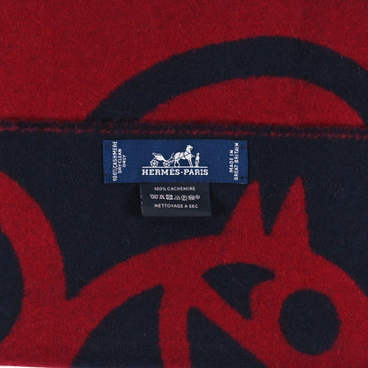 Hermes Cashmere Boucles et Camails Muffler Marine Bordeaux 3 of 3