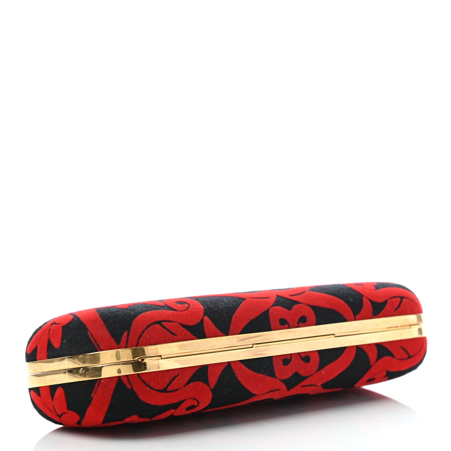 Alexander McQueen Velvet Arabesque Skull Knuckle Box Clutch Red Black 4 of 8