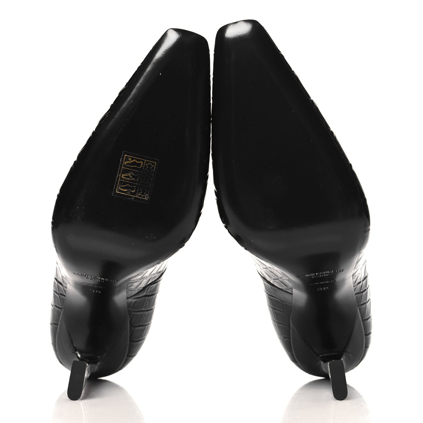 Calfskin Crocodile Embossed Silvana Pumps 38 Black