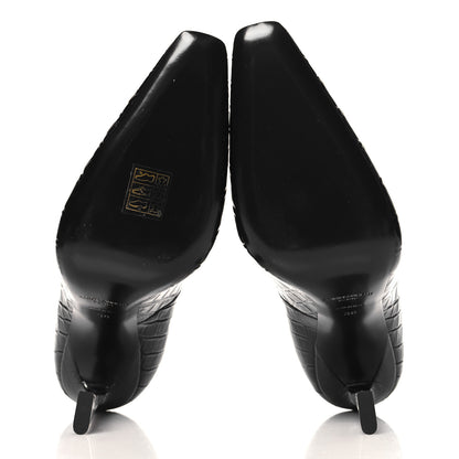 Saint Laurent Calfskin Crocodile Embossed Silvana Pumps 38 Black 6 of 9