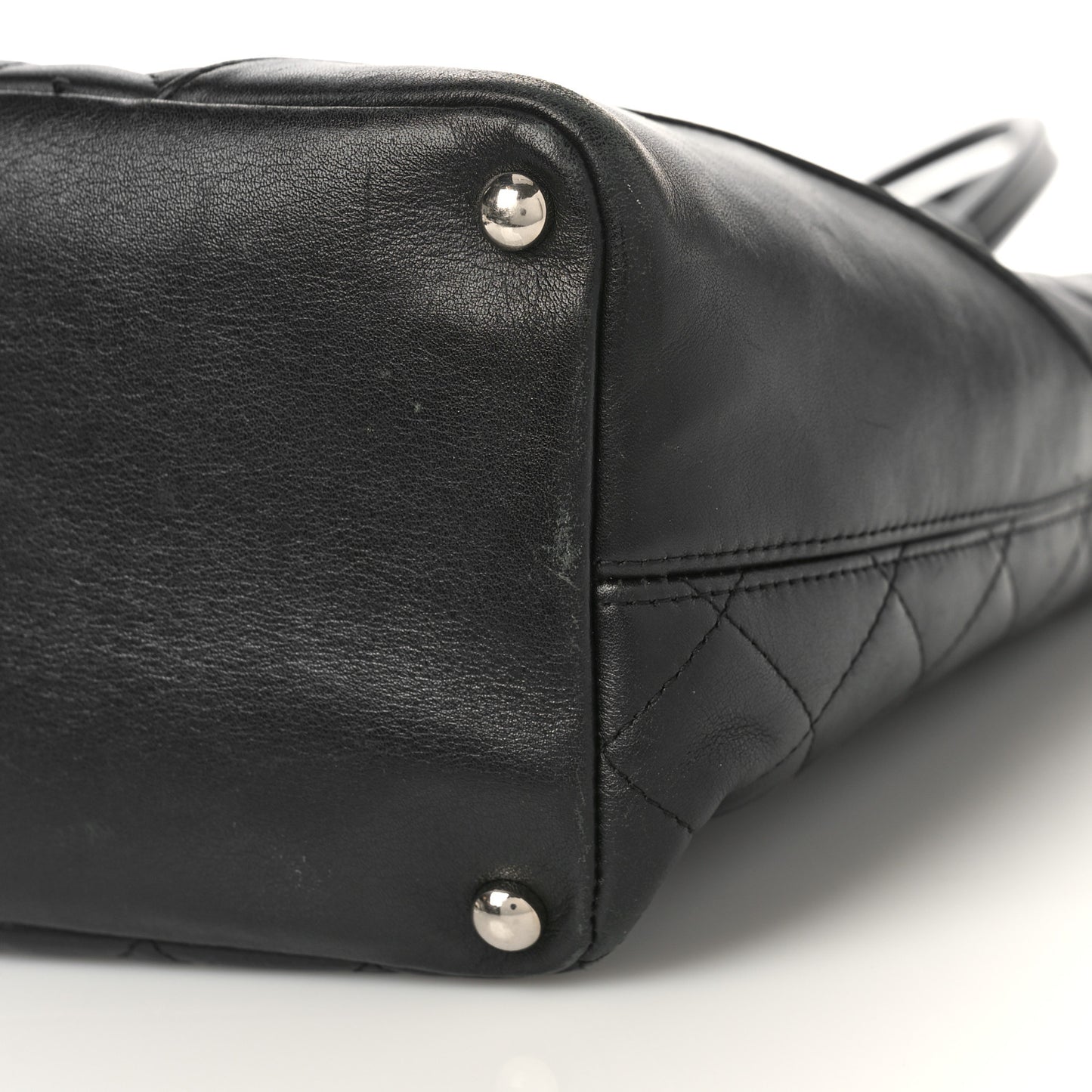 Calfskin Quilted Medium Cambon Tote Black White