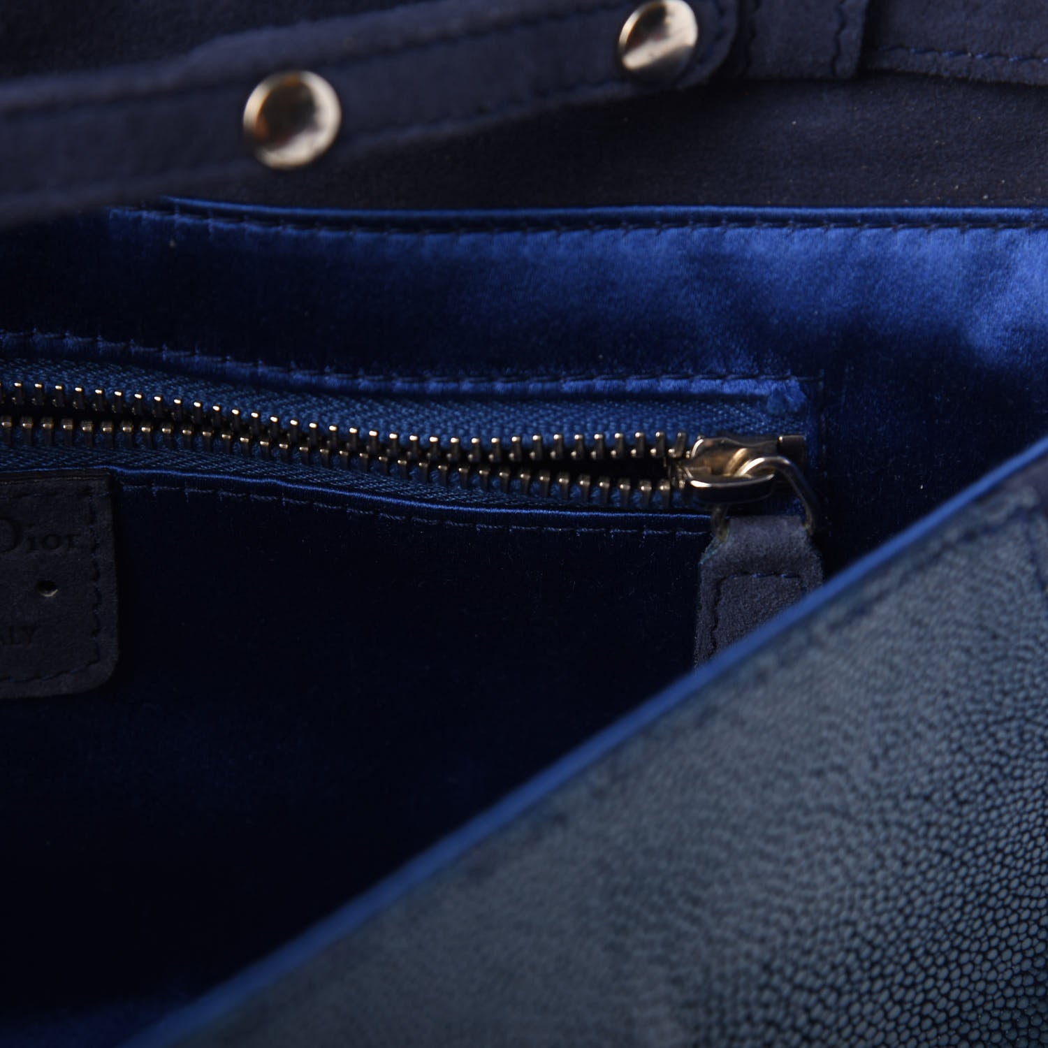 Christian Dior Stingray Suede Double Saddle Bag Blue 6 of 11