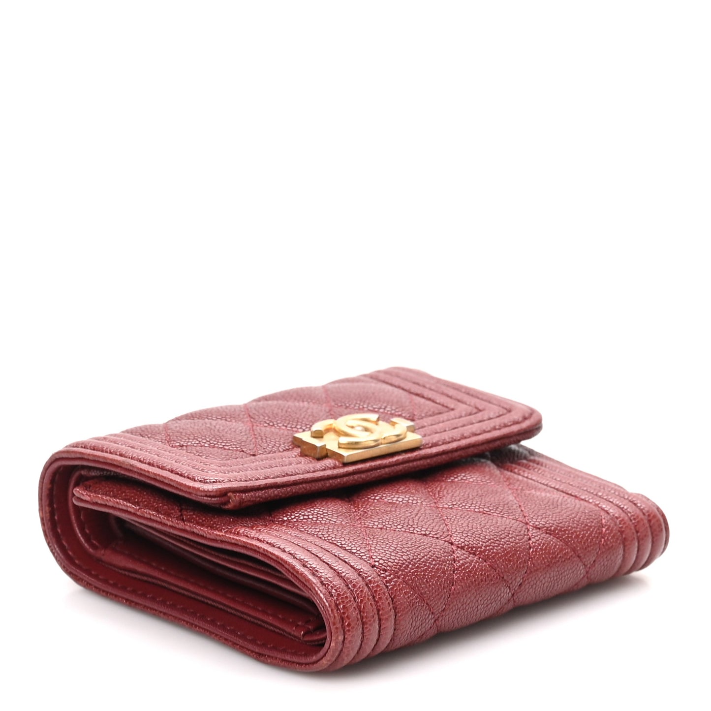 Caviar Quilted Small Boy Flap Wallet Red